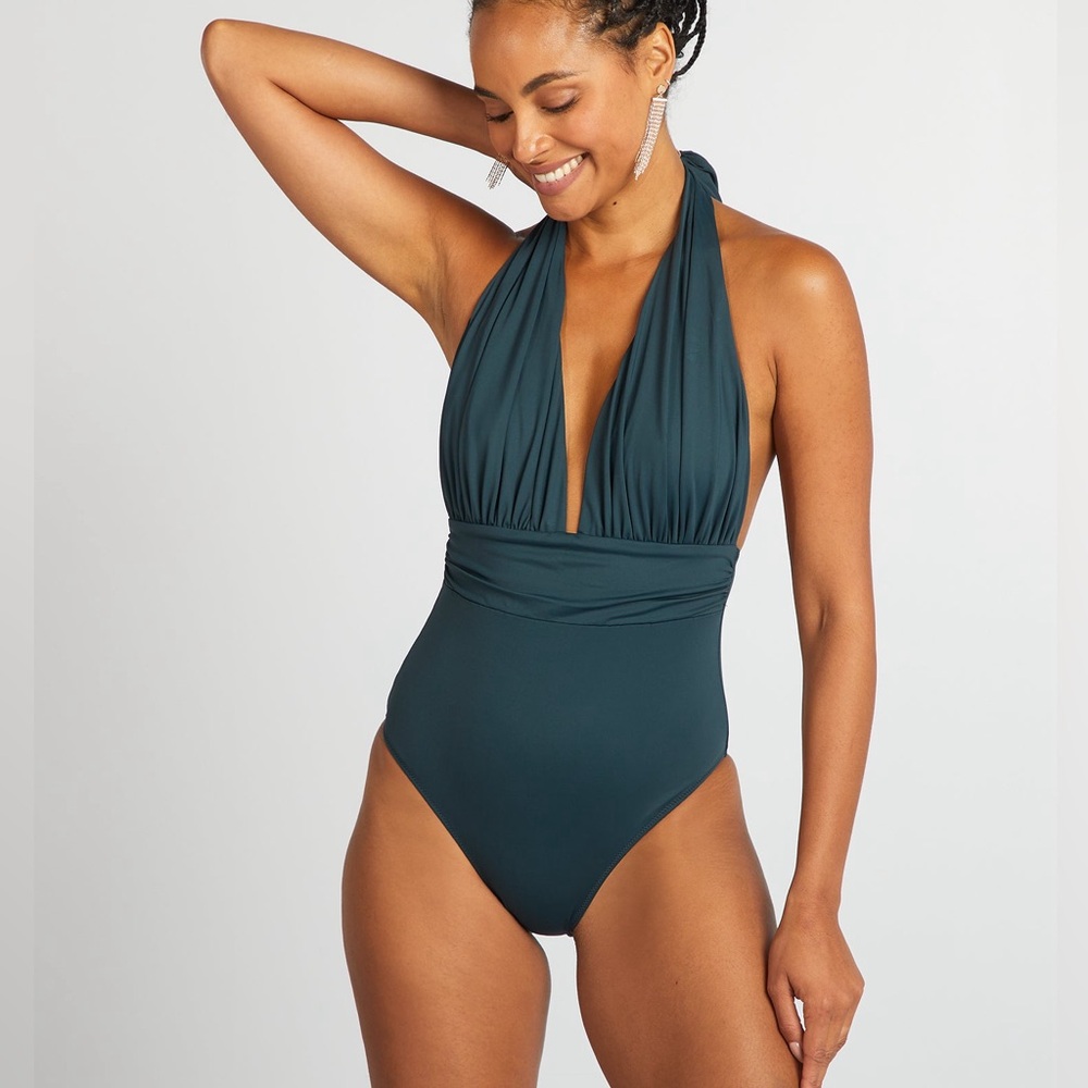 Kiabi One-piece swimsuit low neckline‎ Green Size Large